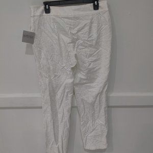 SOILED Kasper Women's Floral Cropped Evening Pants White Size 10 $80 2A014